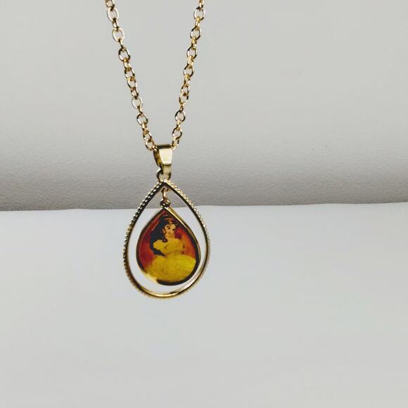 Disney Beauty and the Beast Belle Necklace Gold Teardrop - Picture 5 of 6